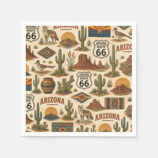 Serviette En Papier Route de l'Arizona 66 Style de table du désert (Devant)