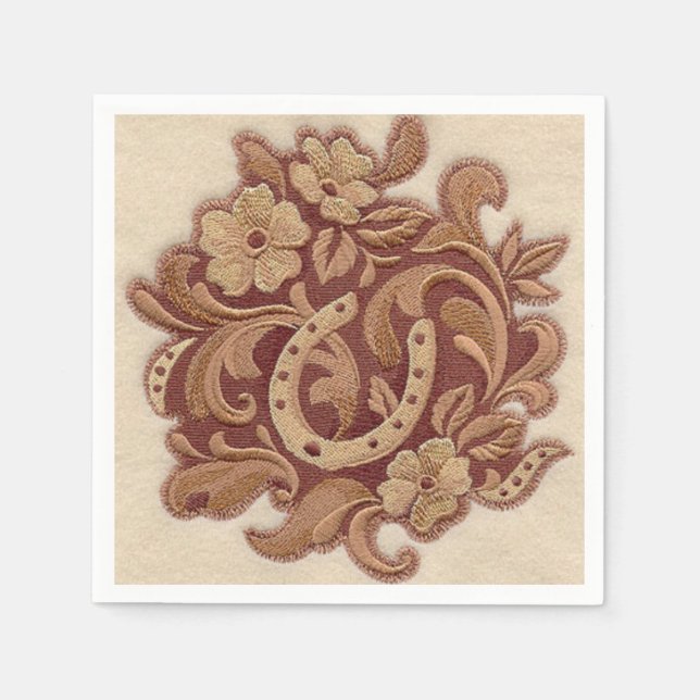 Serviette En Papier roux rustique cowgirl western pays floral (Devant)