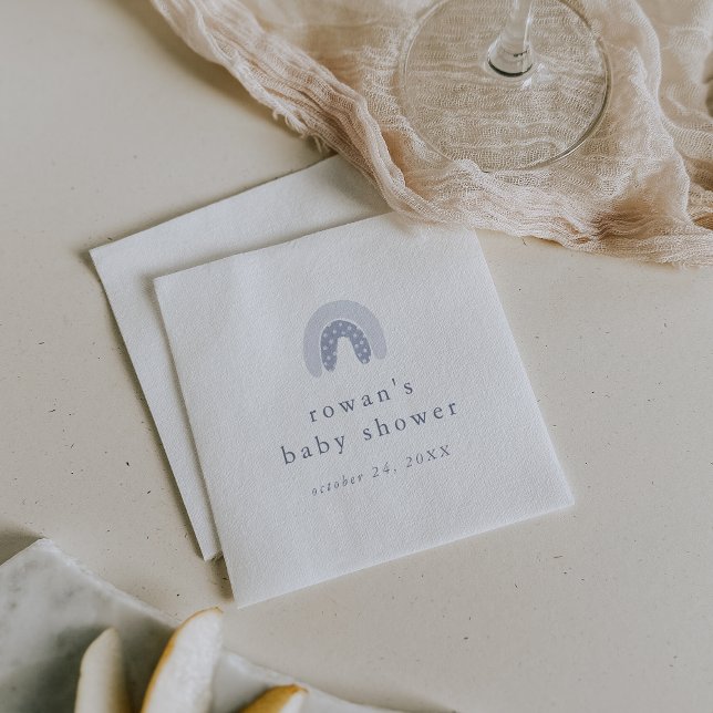 Serviette En Papier ROWAN Summer Boho Blue Boho Rainbow Baby shower (ROWAN Summer Boy Blue Boho Rainbow Baby Shower Napkins)