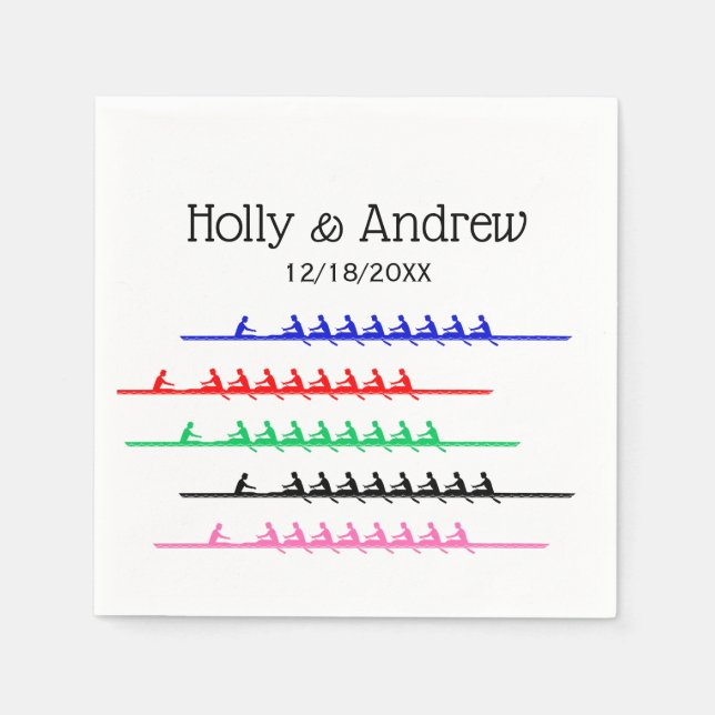 Serviette En Papier Rowers de course d'équipage - Jusqu'à cinq bateaux (Devant)