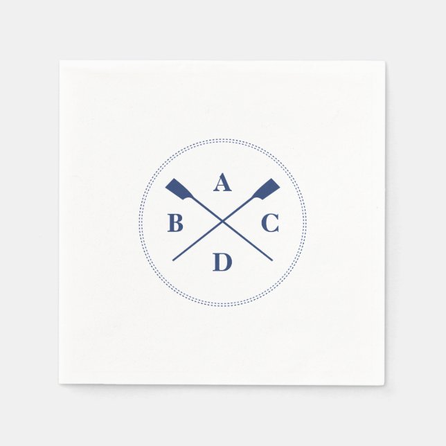 Serviette En Papier Rowing crossed oars navy initials (Devant)