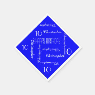 Serviette En Papier Royal Blue 10th Birthday Party Repeat Names Paper