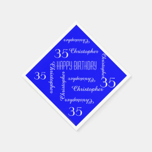 Serviette En Papier Royal Blue 35th Birthday Party, Noms, Papier