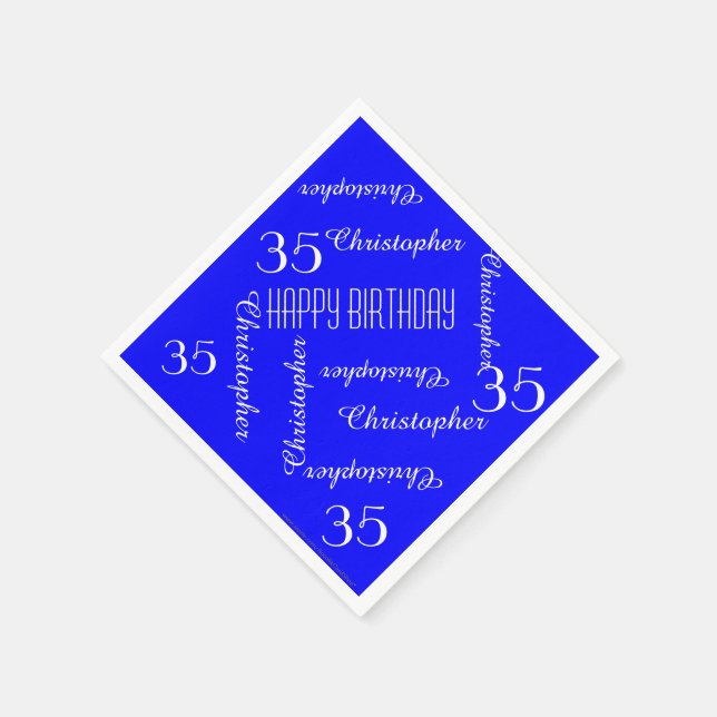 Serviette En Papier Royal Blue 35th Birthday Party, Noms, Papier (Coin)