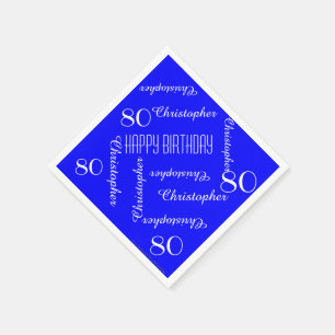 Serviette En Papier Royal Blue 80th Birthday Party Noms de répétitio
