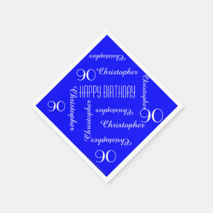 Serviette En Papier Royal Blue 90th Birthday Party Noms de répétitio