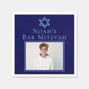 Serviette En Papier Royal Blue Bar Mitzvah Party Photo Star de David