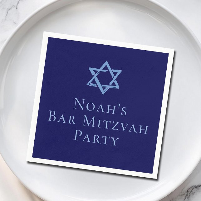 Serviette En Papier Royal Blue Bar Mitzvah Party Star de David (Créateur téléchargé)