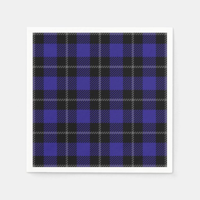 Serviette En Papier Royal Blue Black Plaid (Devant)
