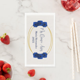 Serviette En Papier Royal Blue et Gold Geometry Quinceañera