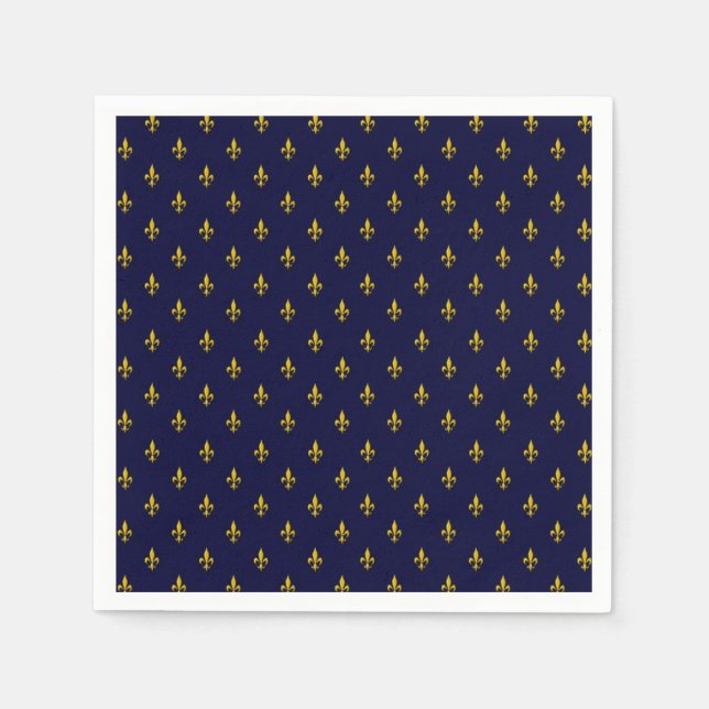 Serviette En Papier Royal Blue Fleur De Lis Motif (Devant)