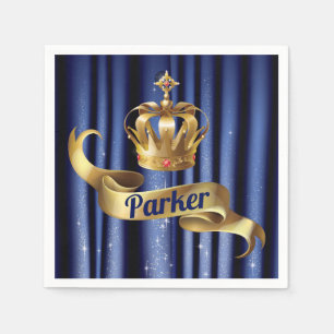 Serviette En Papier Royal Blue Gold Prince Anniversaire