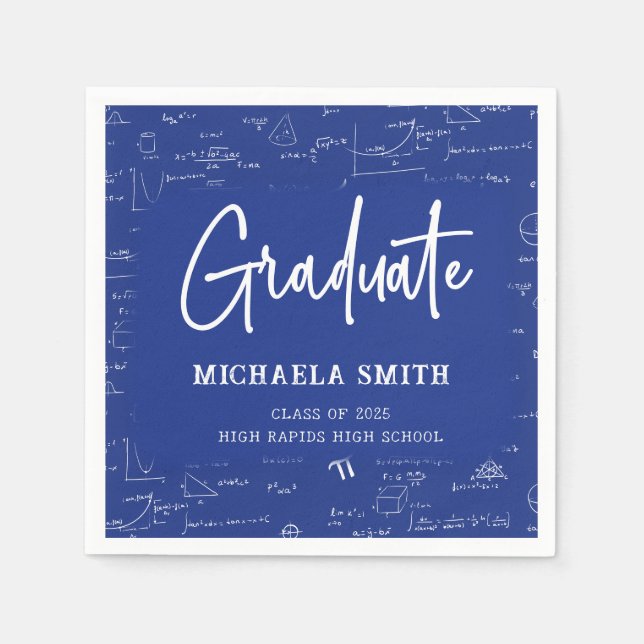 Serviette En Papier Royal Blue High School Math Graduate Party (Devant)
