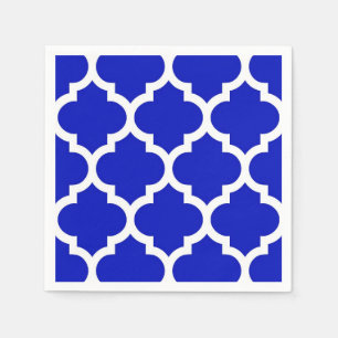 Serviette En Papier Royal Blue White Marocain Quatrefoil Motif #5