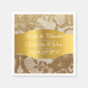 Serviette En Papier Royal Personnalisé Golden Grungy Lace Mariage