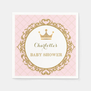 Serviette En Papier Royal Princess Baby shower Papier Napkin Pink Gold