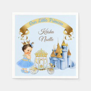 Serviette En Papier Royal Princess Castle Carriage Blue Gold Girl