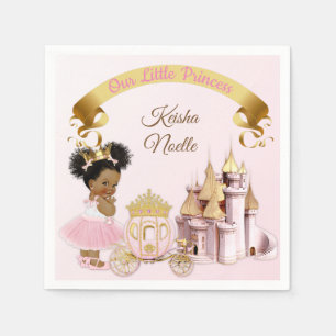 Serviette En Papier Royal Princess Castle Carriage Rose Gold Girl