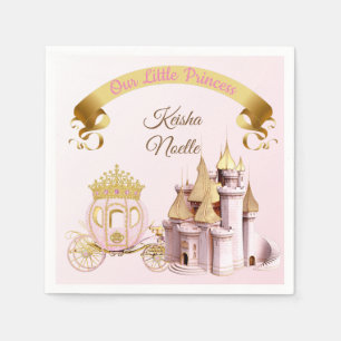 Serviette En Papier Royal Princess Castle Carriage Rose Gold Girl Pape