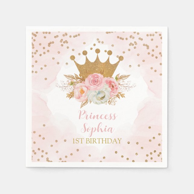 Serviette En Papier Royal Princess Ping floral Birthday (Devant)