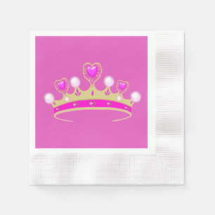 Serviette En Papier Royal Princess Queen Crown Coronet Party Pink Gold