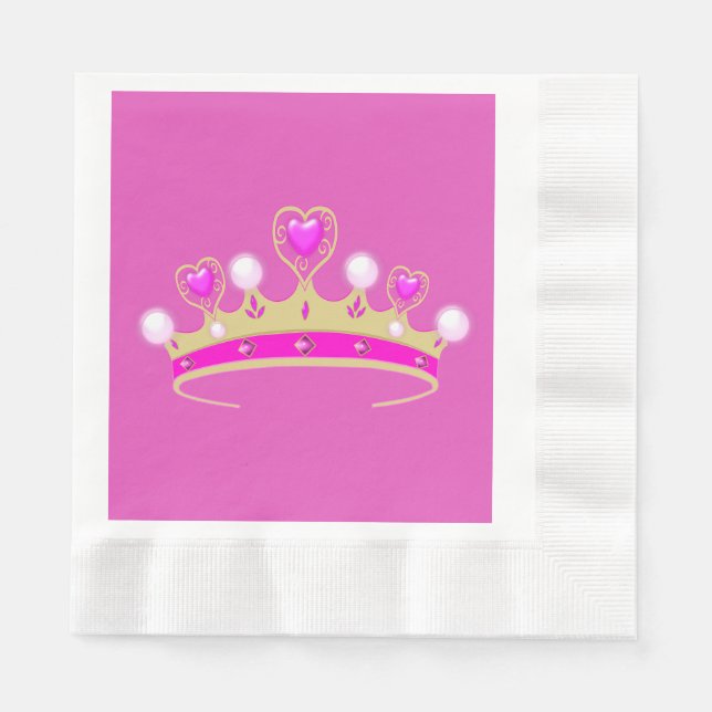 Serviette En Papier Royal Princess Queen Crown Coronet Party Pink Gold (Devant)