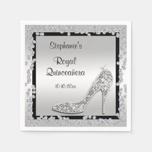 Serviette En Papier Royal Quinceañera Silver Jewel Stiletto