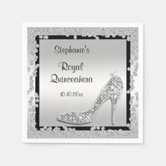 Serviette En Papier Royal Quinceañera Silver Jewel Stiletto