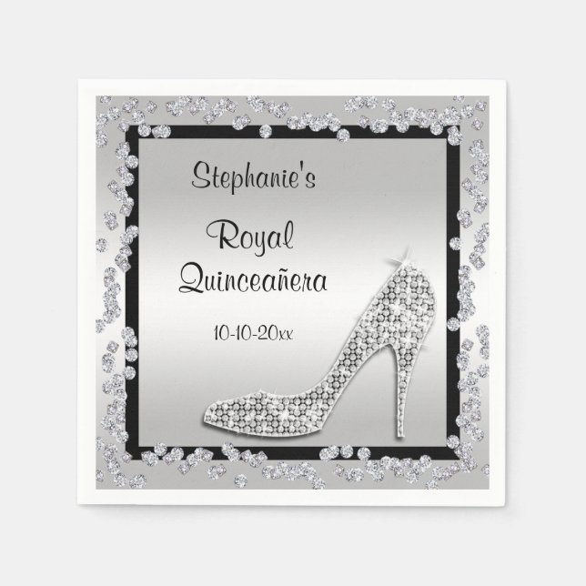 Serviette En Papier Royal Quinceañera Silver Jewel Stiletto (Devant)