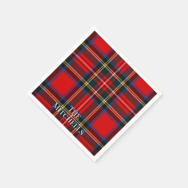 Serviette En Papier Royal Stewart carreau rouge PERSONALISER (Coin)