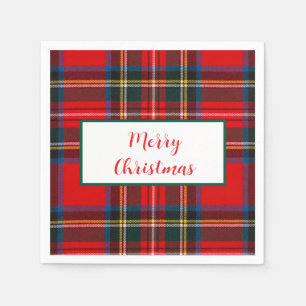 Serviette En Papier Royal Stewart Christmas MERRY XMAS Plaid Wreath