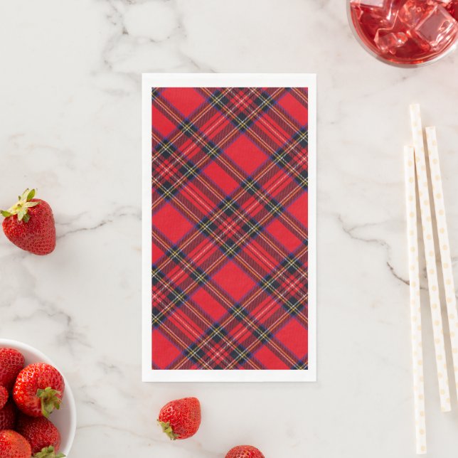 Serviette En Papier Royal Stewart tartan rouge noir plaid (En situation)