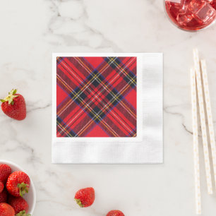 Serviette En Papier Royal Stewart tartan rouge noir plaid