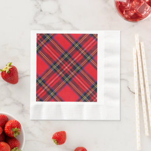 Serviette En Papier Royal Stewart tartan rouge noir plaid