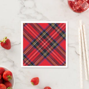 Serviette En Papier Royal Stewart tartan rouge noir plaid