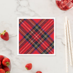 Serviette En Papier Royal Stewart tartan rouge noir plaid