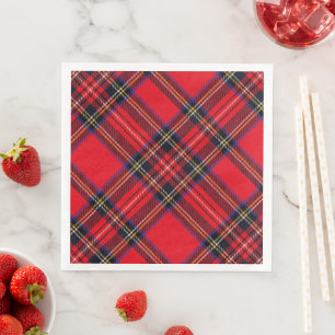 Serviette En Papier Royal Stewart tartan rouge noir plaid