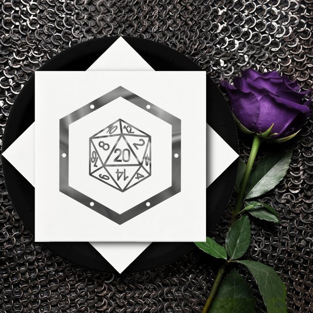 Serviette En Papier RPG Dice | Retro Old School Tabletop Roleplayer (Créateur téléchargé)