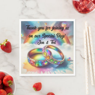 Serviette En Papier RSVP Gay lesbienne Arc-en-ciel anneaux
