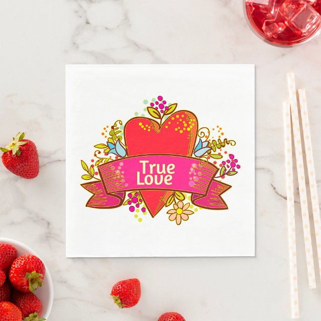 Serviette En Papier Ruban de cœur d'amour véritable avec éléments flor (Créateur téléchargé)
