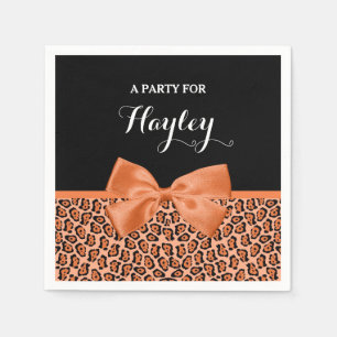 Serviette En Papier Ruban de ruban noir de jaguar noir Girl Orange por