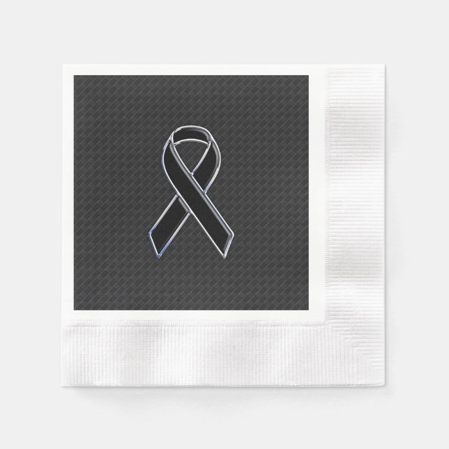 Serviette En Papier Ruban de sensibilisation de style Chrome Noir (Devant)
