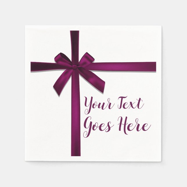 Serviette En Papier Ruban en satin de vin Bow Noël Fête de vacances (Devant)