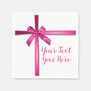 Serviette En Papier Ruban en Satin Rose Pastel Noeud Papillon Fête d'A