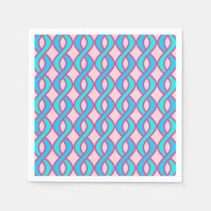 Serviette En Papier Ruban moderne du milieu du siècle, turquoise et r