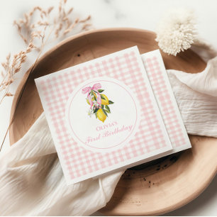 Serviette En Papier Ruban rose citron prépa Coquette 1er anniversaire
