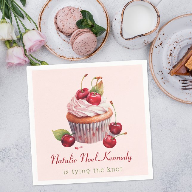 Serviette En Papier Ruban Rose Coquette Gâteau Cerise Fille Fantaisie  (Créateur téléchargé)