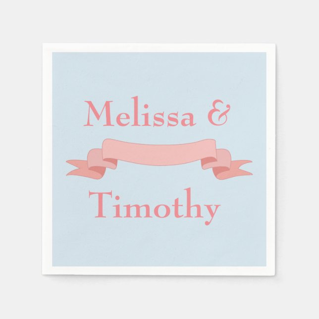 Serviette En Papier Ruban rose et bleu (Devant)