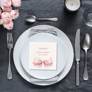 Serviette En Papier Ruban rose ivory élégant anniversaire