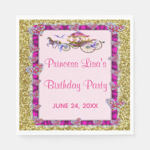 Serviette En Papier Ruban rose pailleté or Royal Princess Fête d'anniv